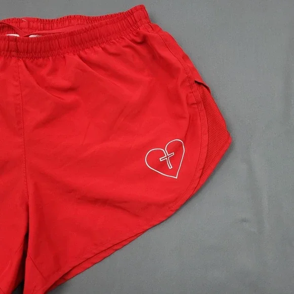 Nike Dri-FIT Tempo Women Red Running Shorts Heart Cross Graphic Small S - Picture 12 of 12